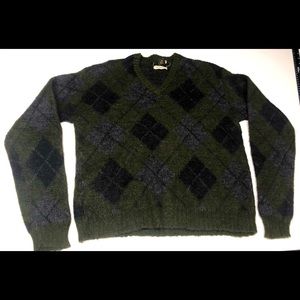Vintage mens Argyle 100% virgin Wool Green made in USA